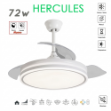 VENTILADOR DE TECHO Ø107CM BLANCO HERCULES DC 3 ASPAS RETRACTIL LED REGULABLE CCT (CALIDO-NEUTRO-FRIO) 72W CON MEMORIA LEDECOR