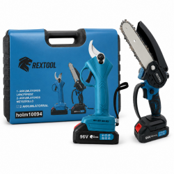 TIJERAS PODAR + MOTOSIERRA MINI + 2 BATERIAS 96V INDICADOR DE BATERIAS CON MALETIN